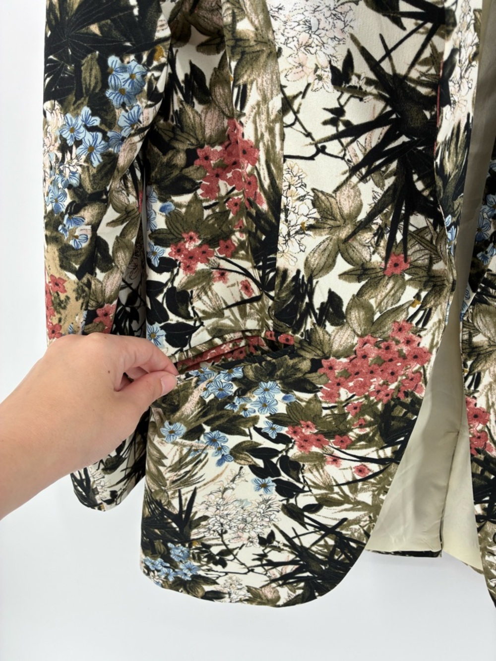 Floral Print Women's Blazer Jacket - Multicolor - Picture 3 of 9